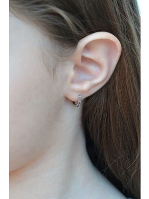 Sacce Scarves & Accessories Renkli Zirkon Taşlı Çocuk Küpesi Halka Model Gümüş Rengi Multicolor Taşlı