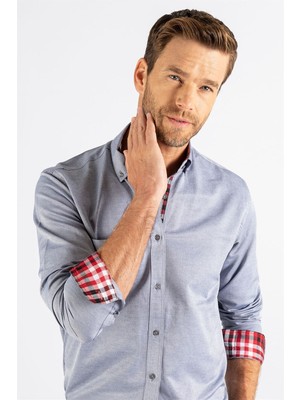 Tudors Klasik Fit Rahat Kesim Poplin Oxford Erkek Gömlek