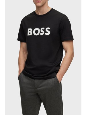 Boss Logo Baskılı Pamuklu Regular Fit Bisiklet Yaka T Shirt Erkek T Shirt 50495742 001