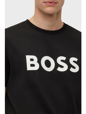 Boss Logo Baskılı Pamuklu Regular Fit Bisiklet Yaka T Shirt Erkek T Shirt 50495742 001