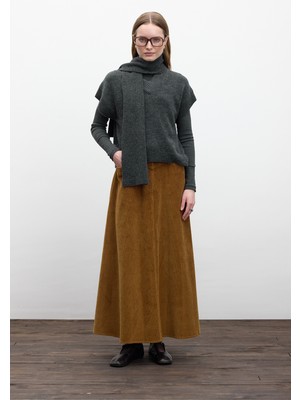 Manuka Fitilli Kadife Uzun Etek Kiremit