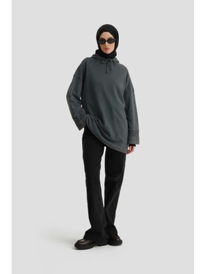Armine Yıkama Efektli Sweat 24KD6804 Antrasit