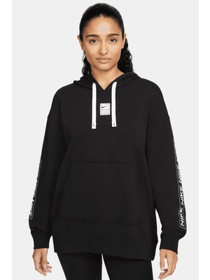 Nike Pro Dri Fit Get Fit Women's Hoodie Grafik Kadın Kapşonlu Sweatshirt Siyah