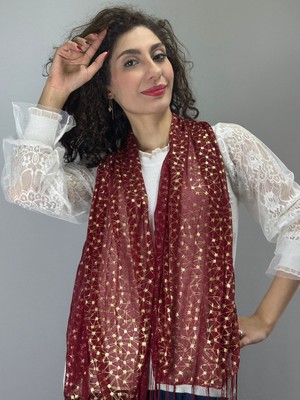 Parlak Desenli Şifon Kadın Fular Şal Eşarp 140X50 cm