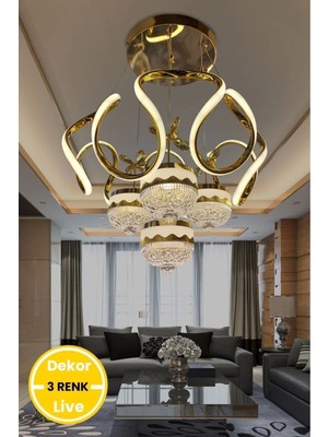 NZL Lighting 3 Renk Modern Sarkıt Toplu Kelebekli Ledli Otuma Odası Avize ve Salon Avize