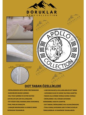 Doruklar Home Collection Kaymaz Taban Yıkanabilir Dijital Baskı Dekoratif Modern Desenli Dot Taban Halı 001