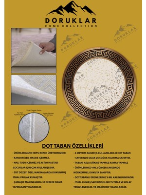 Doruklar Home Collection Kaymaz Taban Yıkanabilir Dijital Baskı Dekoratif Modern Desenli Dot Taban Halı 002