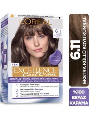 L'Oréal Paris L’Oréal Paris Excellence Cool Creme SaçBoyası – 6.11 Ekstra Küllü Koyu Kumral