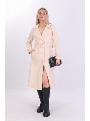 Arzu Has Butik Yeni Sezon Kruvaze Yaka Astarlı Ithal Kaşe Kaban