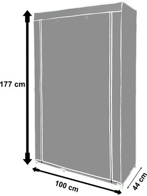 Dubleks Çelik Profilli Çift Askılı Bez Dolap Kumaş Gardırop Elbise Dolabı