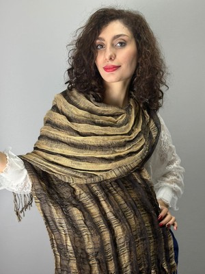 Tasarım Yumuşak Çizgili Kadın Fular Şal 180X65 cm
