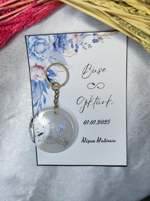 Davetiye Düğün Nişan Söz Anahtarlık Kartlı Davet Yenidoğan Doğum Hediyelik 10 Adet Isim Belirtiniz