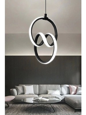 NZL Lighting Modern Siyah Kasa Beyaz Işık Imza Ledli Oturma Odası Avize ve Oturma Odası Avize