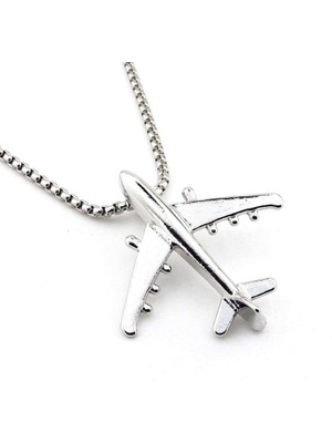 Solfera Uçak Yolcu Uçağı Pilot Havacı Hava Yolları Çelik Zincirli Metal Kolye Q0953