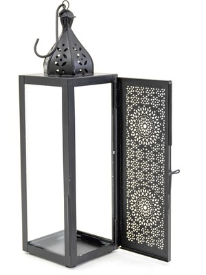 The Home Chloe Siyah Metal Kesim Işlemeli Fener 29  cm , Modern Tasarım