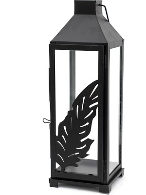 The Home Chloe Siyah Metal Kesim Desenli Fener 43  cm , Modern Tasarım