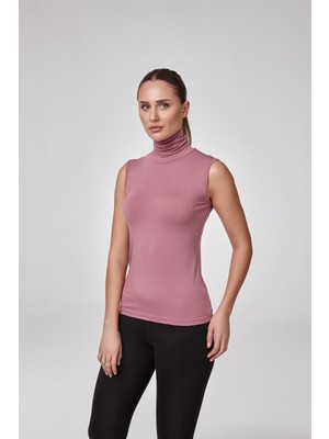 Kadın Kolsuz Balıkçı Yaka Bluz Body Fit Kalıp