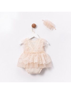 Cumino Mina Saç Aksesuarlı Kız Bebek Romper