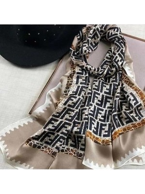 Fendi F Desen  Vual Ipek Şal  Bej