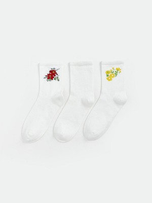 Lcwk Çiçekli Kadın Soket Çorap 3'lü Paket