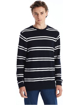 Lcwk Bisiklet Yaka Uzun Kollu Çizgili Erkek Sweatshirt