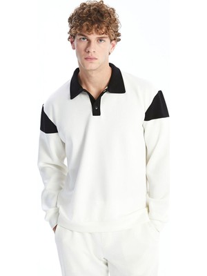 Lcwk Polo Yaka Uzun Kollu Renk Bloklu Erkek Sweatshirt