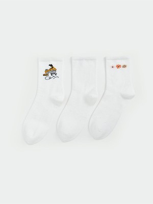 Lcwk Baskılı Kadın Soket Çorap 3'lü Paket