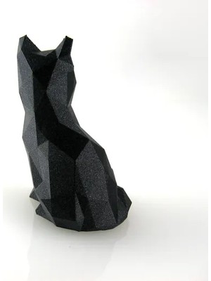 Siyah Low Poly Tilki Figürü