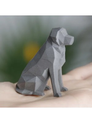 Low Poly Oturan Köpek Figürü