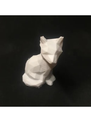 Beyaz Low Poly Tilki Figürü