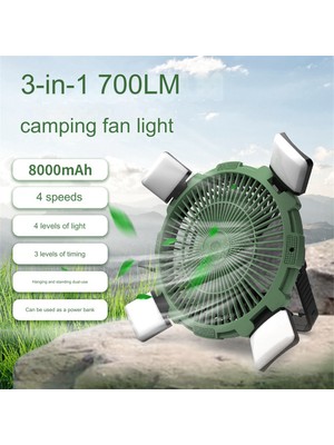 Sunshinee Kamp Fanı 8000MAH Şarj Edilebilir Taşınabilir Kablosuz Tavan, Işık ve Uzaktan Dış Mekan Fanları ile (Yurt Dışından)