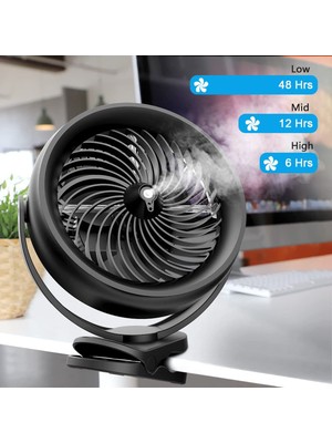 10000MAH Pille Çalışan Klipsli Fan, 8 Inç Masa Arabası Soğuk 2 Sis Modu Çıkışı, 200ML Su Tankı, 3 Hız (Yurt Dışından)