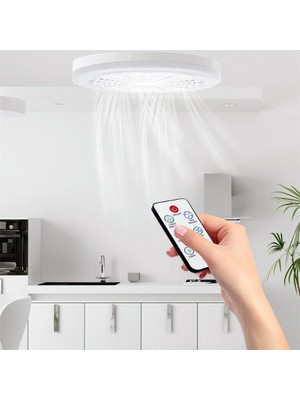 Sunshinee LED Akıllı Fan Işık Tavan 30W Uzaktan Kumanda Kapalı Sessiz Yatak Odası Mutfak Dekor Lamba Fanlar-Beyaz (Yurt Dışından)