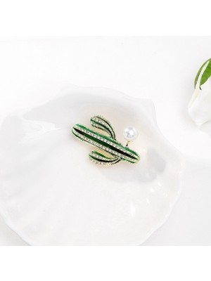 Sunshinee Kaktüs Şekli Broş Rhinestones Broş Pins Takım Elbise Kazak Aksesuarları Takı Kadınlar Için Klip (Yurt Dışından)