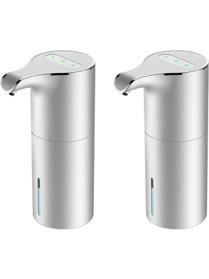 2x Sabunluk Otomatik - Fotoselli USB Şarj Edilebilir Elektrikli Köpük Sabunluk Ayarlanabilir Su Geçirmez 450ML Gümüş (Yurt Dışından)