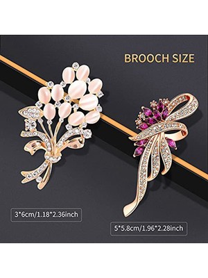 Kadınlar Için Broşlar 2 Set Rhinestone Broş Pins Zarif Altın Kristal Çiçek Düğün Buket Broş (Yurt Dışından)