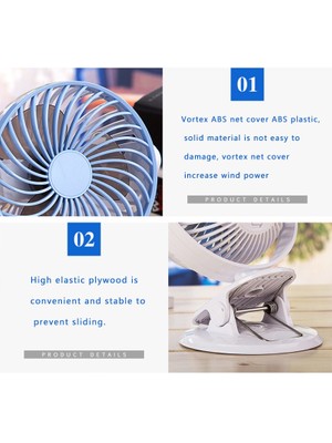 Sunshinee D601 Klipsli Fan, USB Güç Kaynağı, 2 Hızlı 360 Derece Dönen Masaüstü Fanı, Kablolu Versiyon (Pembe, Şarj Edilebilir) (Yurt Dışından)