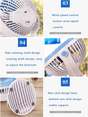 Sunshinee D601 Klipsli Fan, USB Güç Kaynağı, 2 Hızlı 360 Derece Dönen Masaüstü Fanı, Kablolu Versiyon (Pembe, Şarj Edilebilir) (Yurt Dışından)