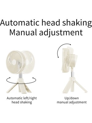 Taşınabilir Kamp Fanı Şarj Edilebilir Elektrikli Otomatik Kafa Sallayarak Tavan LED Işık Tripod Standı Masaüstü C (Yurt Dışından)