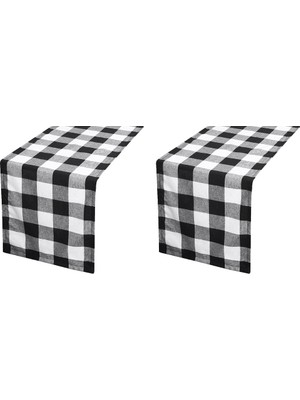 2x Buffalo Onay 13X70 Inç Siyah ve Beyaz Ekose Masa Koşucu, Parti Noel Etkinlikleri Için Akşam Yemeği Masa Koşucular Ev Dekor (Yurt Dışından)