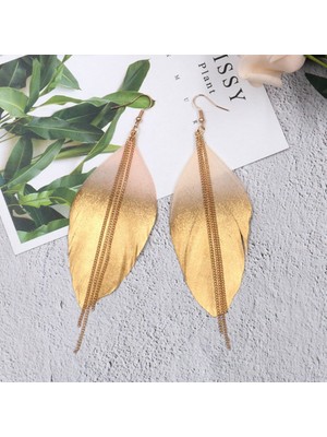 Sunshinee Moda Takı Floresan Çift Renk Egzotik Dangle Eardrop Küpe Uzun Metal Püskül Tüy Küpe Kadın Aksesuarları Süsler Gül Kırmızı (Yurt Dışından)