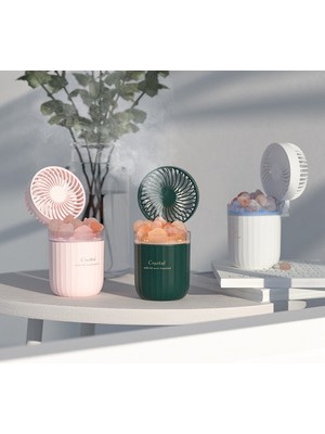 Sunshinee Ayarlanabilir Fan ve Hafif Hava Soğutucu ile Taşınabilir Kristal Aromaterapi Nemlendirici USB Kablosuz Aroma Yağı Difüzörü - Pembe (Yurt Dışından)