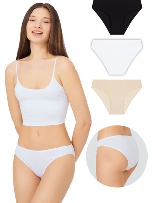 COTTONHILL Basic Pamuklu Kadın Bikini Külot 3'lü Paket - 8