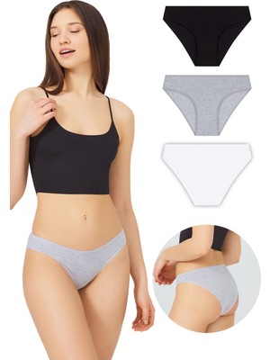 COTTONHILL Basic Pamuklu Kadın Bikini Külot 3'lü Paket - 4