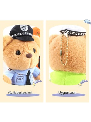 Yummy 15CM Polis Ayı Peluş Kolye Anahtarlık (Yurt Dışından)