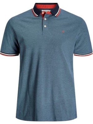 Jack Jones Erkek Pamuklu Mavi Polo Yaka Büyük Beden Tişört 12143859