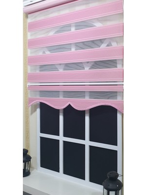 Storburada Pliseli Zebra Stor Perde Pembe Etek Dilimli St 019