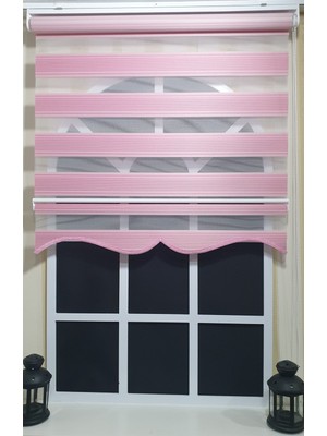 Storburada Pliseli Zebra Stor Perde Pembe Etek Dilimli St 019