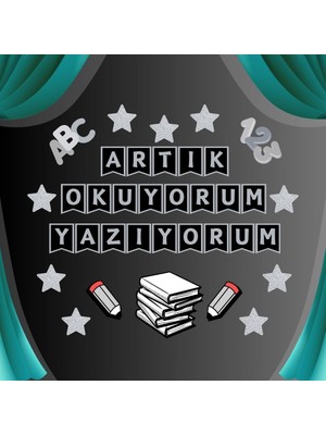 Artık Okuyorum Yazıyorum Pano Süsü El Pankartı Set