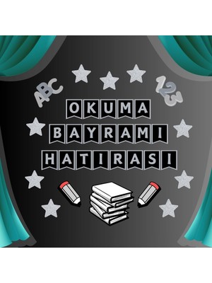 Okuma Bayramı Hatırası Pano Süsü Pano Süsü El Pankartı Set